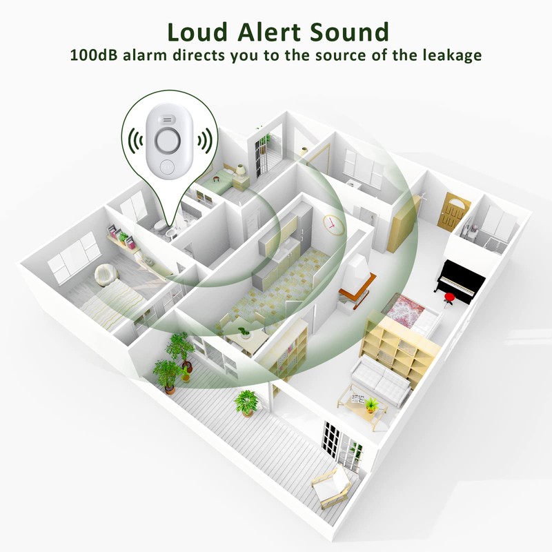Water Leak Detector Sensor Alarm: Home Water Flooding Monitor Smart
