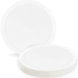 White Plastic Pastry Plates With Flat Round Design (6.25") - Pack Of 10 - Disposable & Elegant, Perfect for Parties, Weddings, Events, Everyday Dining & More