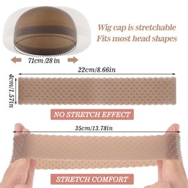 6 Pcs Wig Grip Band with Wig Caps For Women Non Slip Silicone Wig Band for Lace Front Secure Hold Wig Grip Cap for Glueless Elastic Hair Cap for Wigs with Headband Wig Bands Wig Accessories for Women