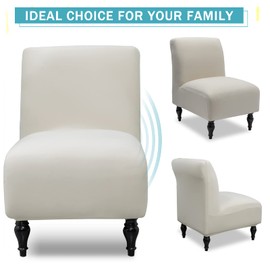 Iauddy Armless Accent Slipper Chair Cover Slipcover,Stretch Spandex Removable Jacquard Fabric Non-Slip Silp Cover for a Accent Chair Without arms Furniture Protector for Living Dining Room