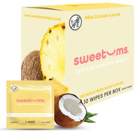 Sweetums Feminine Wipes For Women, Individually Wrapped - pH Balanced Flavored Intimate Wipes - Pack of 10 (Pina Colada)