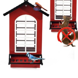 Bird Feeder Squirrel Proof Metal Hanging for Outdoor Wild Bird Seed, 5LBS with Bilateral Weight-Activated Perches, Heavy Duty Bird Feeders for Outside Wild Bird - Red