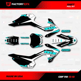 Factory EFX Black & Cyan Crf110 Shift Racing Graphics kit fits Honda 2013-2018 decal 13-18