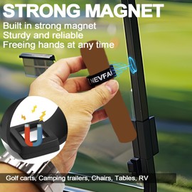 Nevfal Magnetic Golf Cart Accessories Portable Adjustable Silicone Stand Clip Holder, Holds 38-60 Rings, Hands-Free Design for Golfing, Grilling, Fishing, Travel and Outdoor Adventures (2pack)