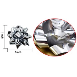 Iceyyyy 100Pcs Mini Christmas Bows - 1Inch Metallic Star Mini Gift Bow Mini Christmas Self Adhesive Bows for Gifts Wrapping Holiday Presents (Silver)