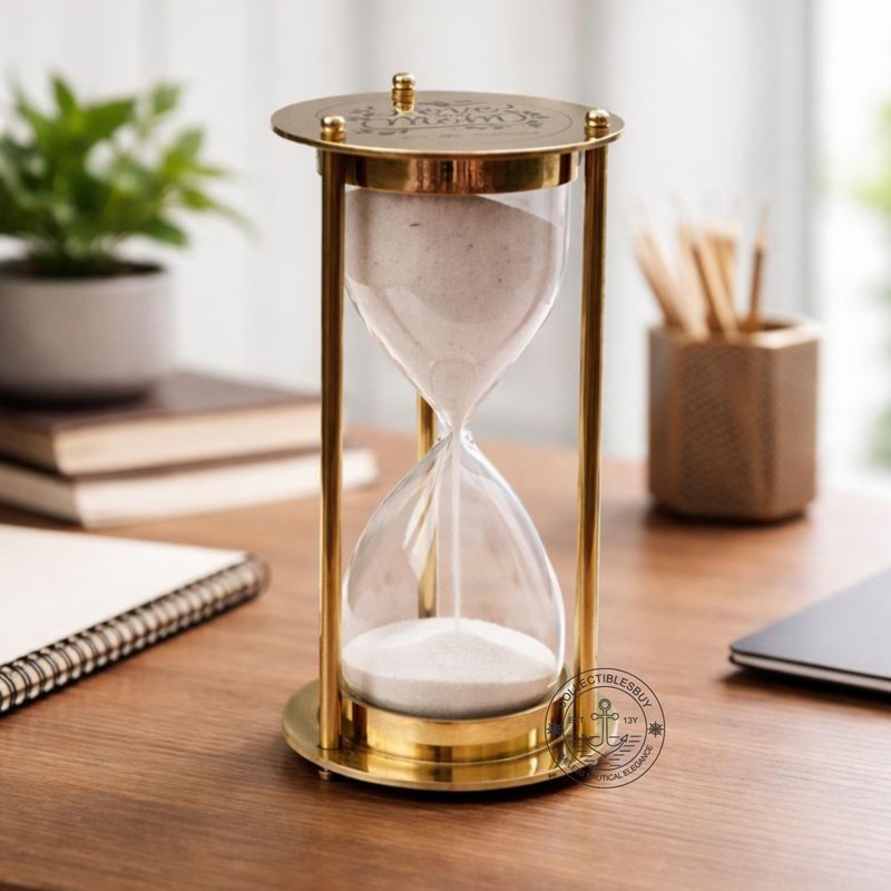 Brass Hourglass 5.5 Inch with White Sand – Engraved Love