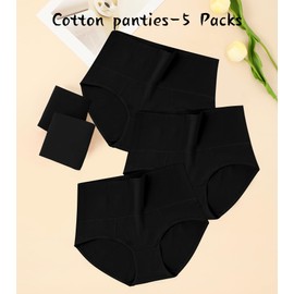 ASIMOON High Waisted Tummy Control Underwear for Women Cotton Plus Size Shaping Panties Briefs Ladies Pack 2XL