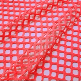Fluky Fabrics Bright Neon Coral Color Big Hole Fishnet Fabric