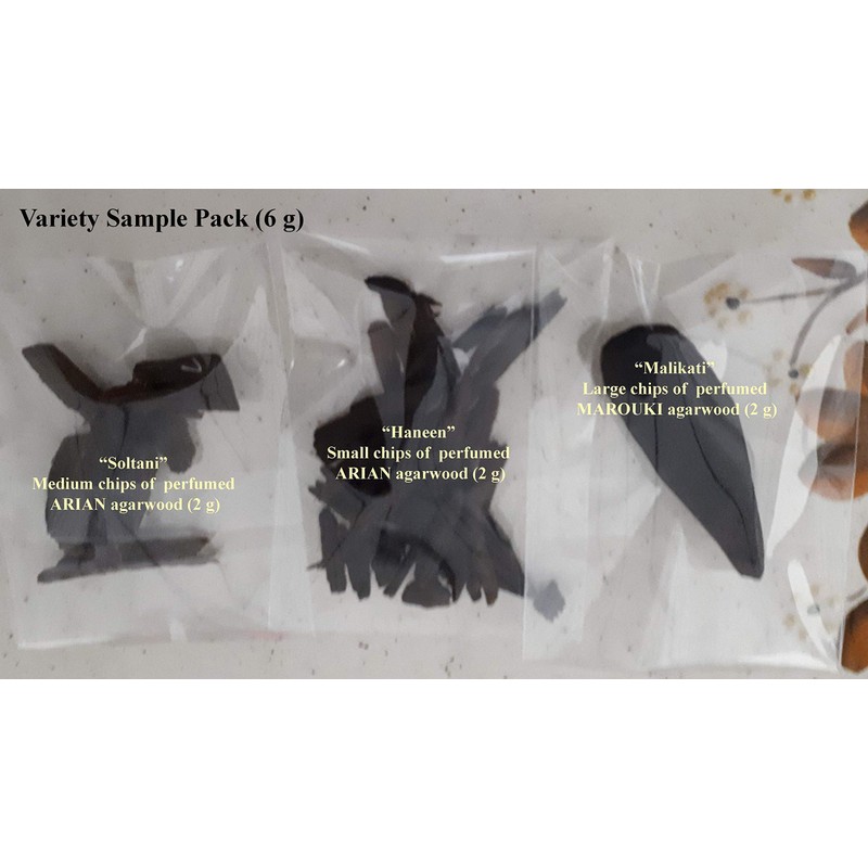 Sample Pack (6 g), Perfumed Agarwood Incense, Bakhoor Oud Muattar,