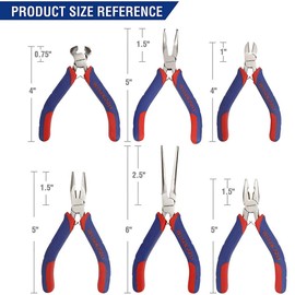 WORKPRO 6-piece Mini Pliers Set Jewelry plier Cutting Bending Comfort Grip Plier