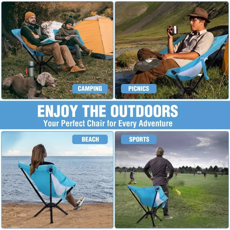 VILLEY Portable Folding Chair Lightweight Camping Chair Quick Setup for
