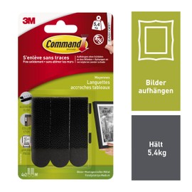 Command 17202BLK Picture Mounting Strips (Size S – Maximum Load up to 1.8 kg) 4 Sets with 2 Strips Medium black