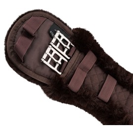 Equinate Luke Saddle Girth with Synthetic Lambskin - Anatomical Short Girth Belly Belt Dressage Girth 50 60 70 80 cm Natural Brown Black (50 cm Brown)
