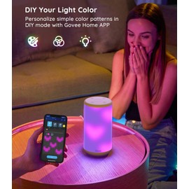 Govee RGBIC Table Lamp, Smart Lamp Work with Alexa, LED Lamp with Music Sync and 43 Scene Modes, Color Changing Lamp for Bedroom Decor, Dimmable Night Light (Corded Electric)