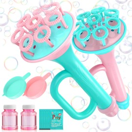 JONEG Toys for 3-8 Year Old Boys Girls: Mini Bubble Blower for Kids Trumpet Shaped Bubble Wand Gifts for Age 3 4 5 6 7 8 Toddlers Birthday Presents Outdoor Summer Party Lawn Garden Bubble Makers
