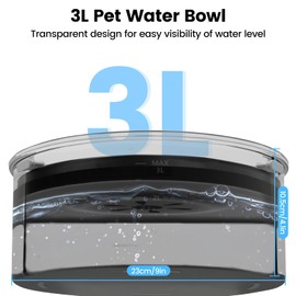 PETTOM Water Bowl Dog without Drooling 3 L