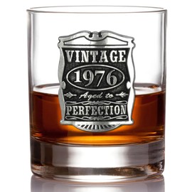 English Pewter Company Vintage Years 1976 50th Birthday or Anniversary Old Fashioned Whisky Rocks Glass Tumbler - Unique Gift Idea For Men [VIN003]
