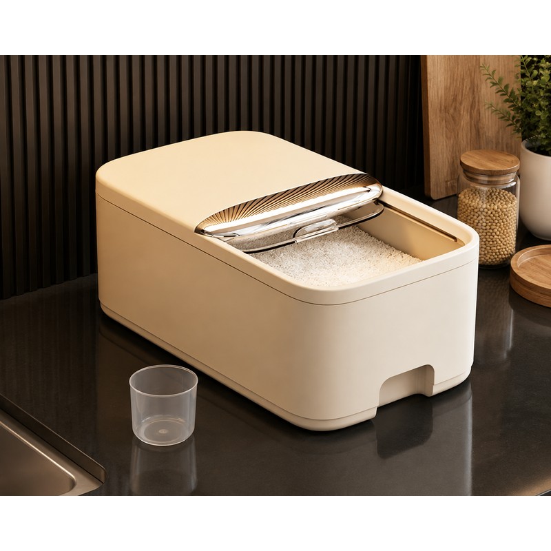 Large Capacity Sealed Rice Storage Container with Measuring Cup –