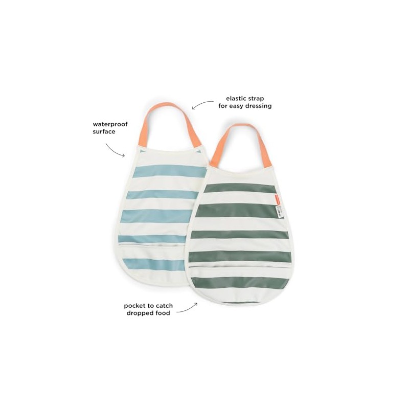 Done by Deer Pull-over bib, Stripes Blue/Green