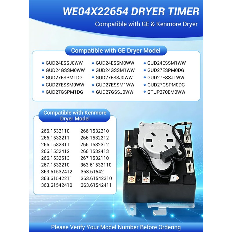 Upgraded WE04X22654 Dryer Timer: Compatible with GE & Kenmore