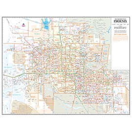 Metropolitan Phoenix ZIP Code Arterial and Collector Streets Standard Wall Map Ready-to-Hang