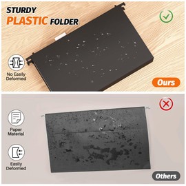 Shutex Extra Capacity Legal Size Plastic Hanging File Folders,12 Pack Reinforced Legal Size Hanging Folder with Heavy Duty 2 Inch Expansion,Filing Cabinet Folders,for Bulky Files, Medical Charts,Black