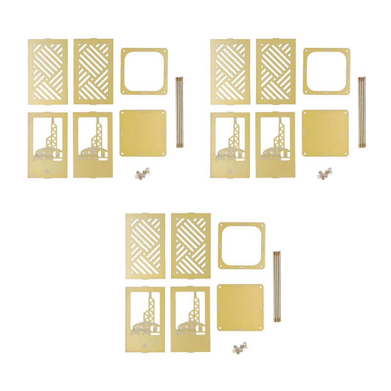 3set Pen Holder Golden Appearance Electroplating Quadrate Educational DIY Assembly