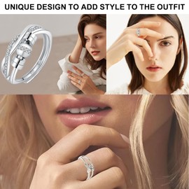 ZmdecQna Anxiety Rings, Fidget Rings for Anxiety Women, Adjustable Spinner Rings for Teen Girls,Give Kids/Daughter/Mum/Granddaughter Gifts