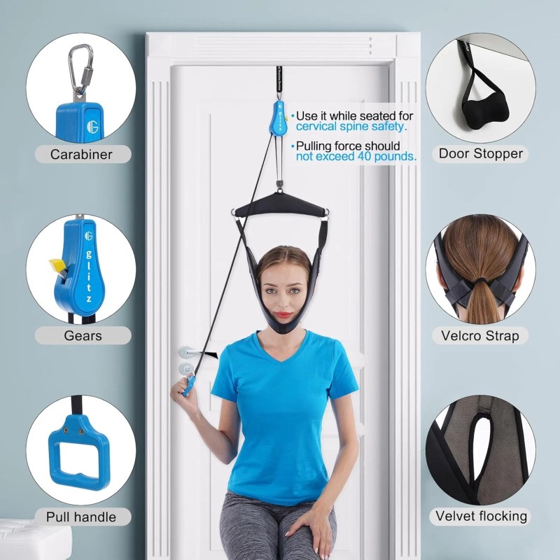 Glitz Cervical Neck Traction Device for Home Use Portable Neck