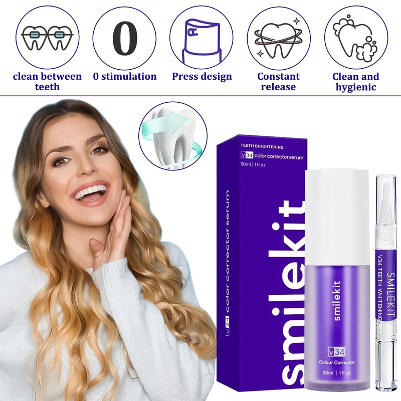 Colour Corrector Serum Hi Smile Purple Toothpaste 2 Pieces White
