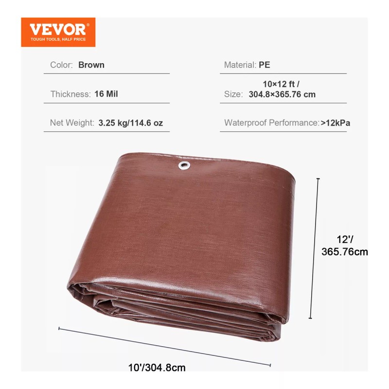 Vevor Lona Impermeable De Polietileno Con Ojillos 3 X 3.6m