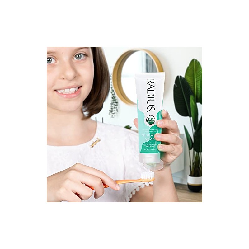 RADIUS USDA Organic Toothpaste 3oz Non Toxic Chemical-Free Gluten-Free Designed