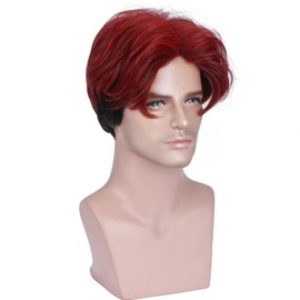 WTHCOS Black Red Wigs for Men Boy Short Ombre Black Red Wig Heat Resistant Synthetic Wigs for Cosplay Costume Party