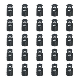 JYC CREATIVE Pack Black Fasteners, Cord Stopper Plastic Locks for Clothes, Footwear & Accessories, Cord Tanks, Variety of Styles and Options, Black/White, One size