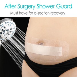 C-Section Waterproof Abdominal Incision Silicone Bandages Post Hysterectomy Tummy Tuck Shower Protector Scar Cover with Protective Pad Patches Large Island Dressing Wound Care 4x10 Pack of 10