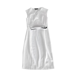 Allegra K Sheath Dress for Women's Sleeveless V Neck Business Office Belt Pencil Dresses Medium White