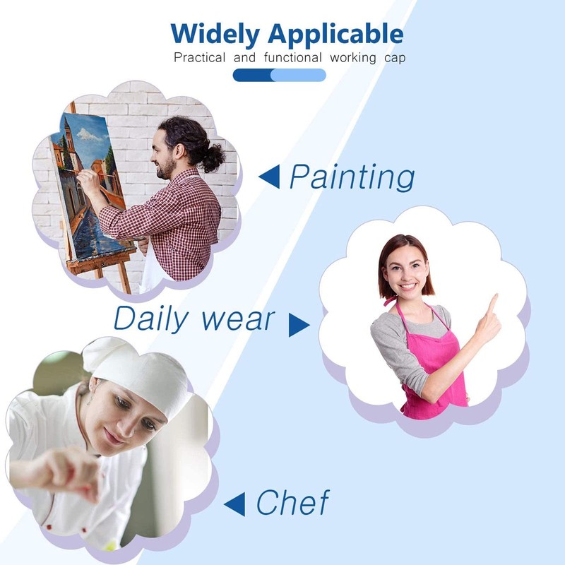 Mdtrade 12 Pieces Working Caps with Buttons Adjustable Bouffant Hats