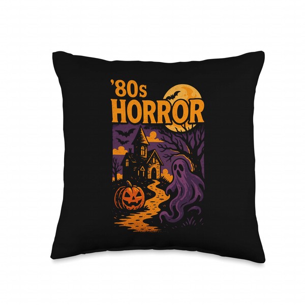 Eighties Horror Retro Scene Throw Pillow