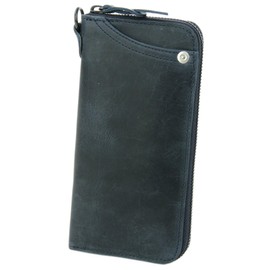 Corvo CO-8JF-9980 Men's Long Wallet, Round Zipper, Genuine Leather, navy