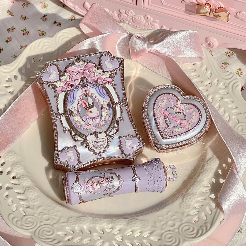 Flower Knows Bunny Garden 6-Color Makeup Palette,Lavender Purple Face Makeup