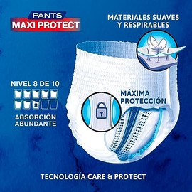 TENA Pants Maxi Protect; Ropa Interior Desechable para Incontinencia, Talla CH/M; TENA; 10 Piezas