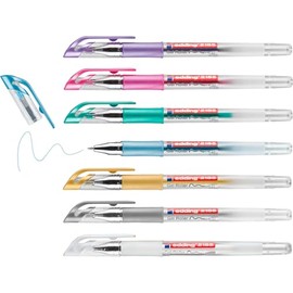 edding 2185 Gel Pens - White, Gold, Silver, Blue, Green, Pink, Purple - Set of 7 - 0.7 mm - Gel Pens for Writing, Painting, Mandala, Bullet Journal - Gel Pens, Gel Pens