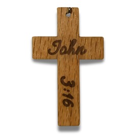 Small Wooden Crosses Jesus Keychains - Handcrafted Christian Faith Gift w/Bible Verses (Blank Cross)