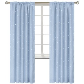 BGment Kids Blackout Curtains for Bedroom, Rod Pocket Room Darkening Curtains Decoration Thermal Insulation Window Drapes for Nursery, Children Room, 2 Panels, Each 42 x 84 Inch, Baby Blue