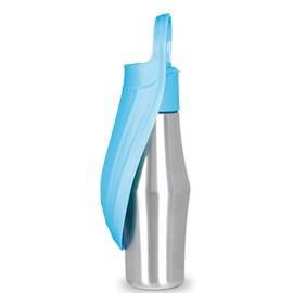 Stainless Steel Dog Water Dispenser - Pet Travel Cup With Collapsible Bowl, Light Blue