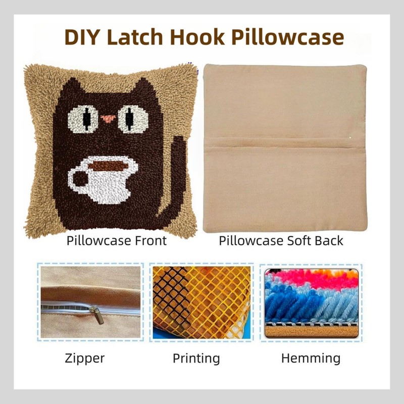 DIY Latch Hook Pillow Kit Cactus Desert and Sunset 43x43cm-2