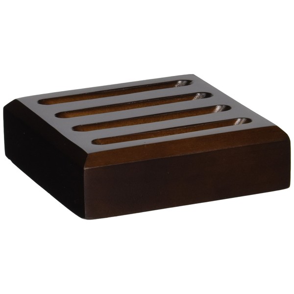 CoasterStone Slotted Wood Holder for Round Coasters, Holds up to 4.25 Inch Wide, Dark Brown