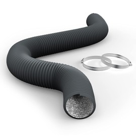 iPower Flexible 3 Inch 8 Feet Aluminum Ducting 4 Layer Protection Dryer Vent Hose for HVAC Heating Cooling Ventilation and Exhaust, 2 Clamps Included, Gray