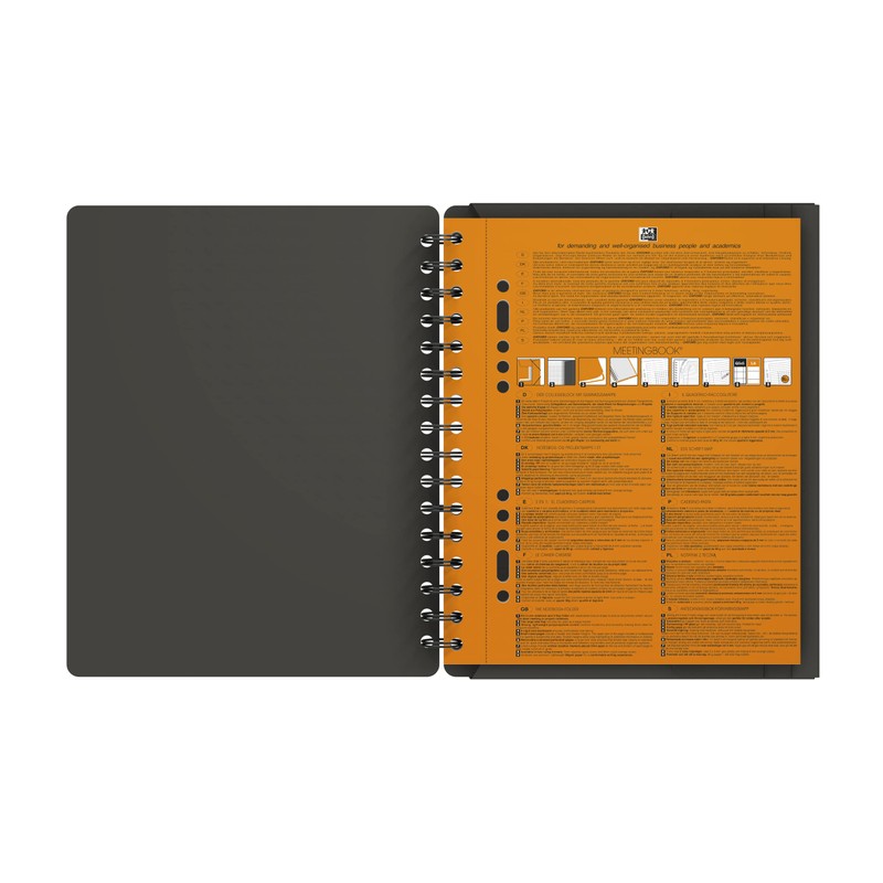 Oxford Meetingbook International A5, kariert 160 Seiten, mit Gummizugmappe und