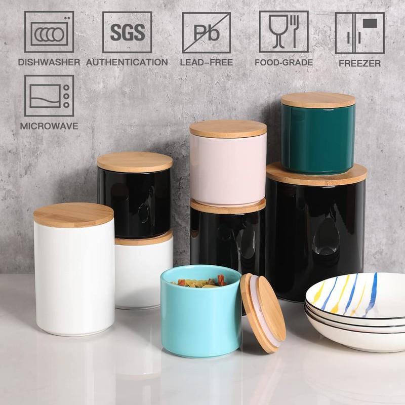 Sweejar Kitchen Canisters Ceramic Food Storage Jar Set, Stackable Containers